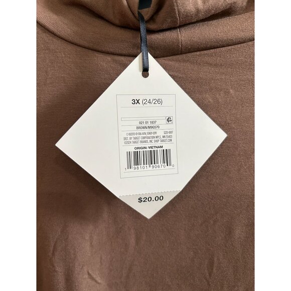 NWT Ava & Viv Womens Brown Long-Sleeve Mock Neck Top 3X Super Soft - Picture 4 of 4